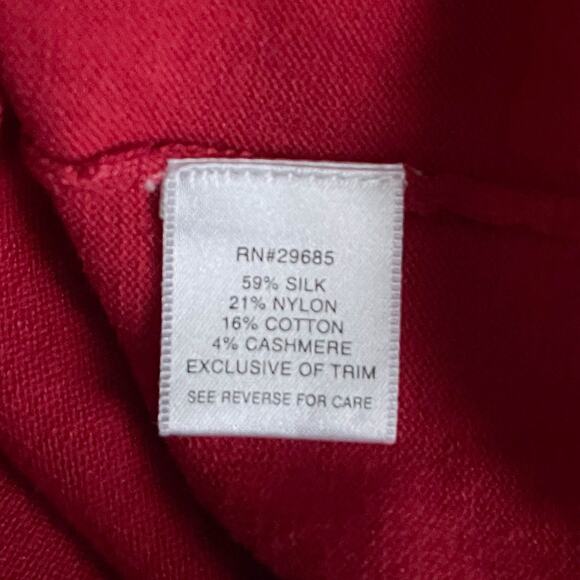 NWT Women's Pendleton Ruffle Neck Sweater Red Knit Silk Cashmere Blend Size M - Picture 4 of 7